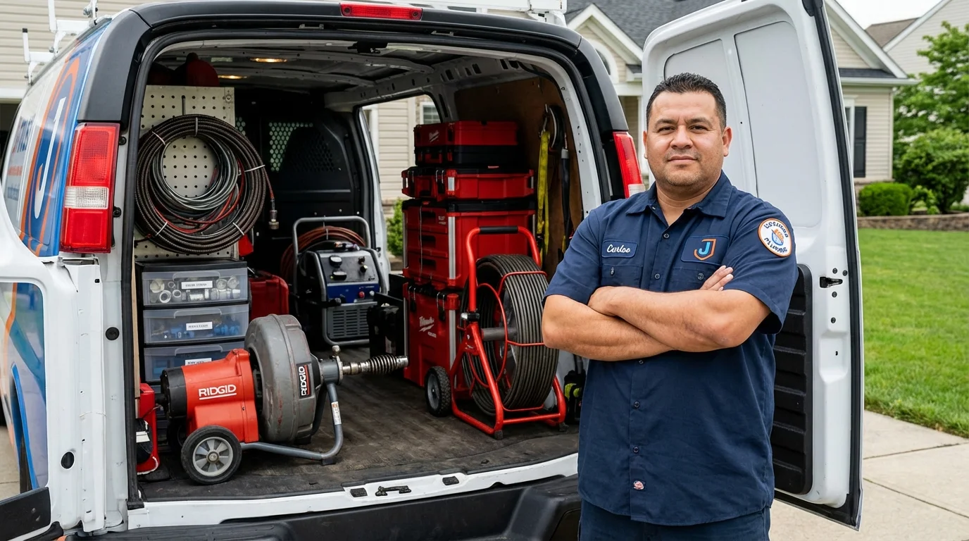 Professional drain cleaning equipment and Johns Plumbing LLC plumber in Colwich