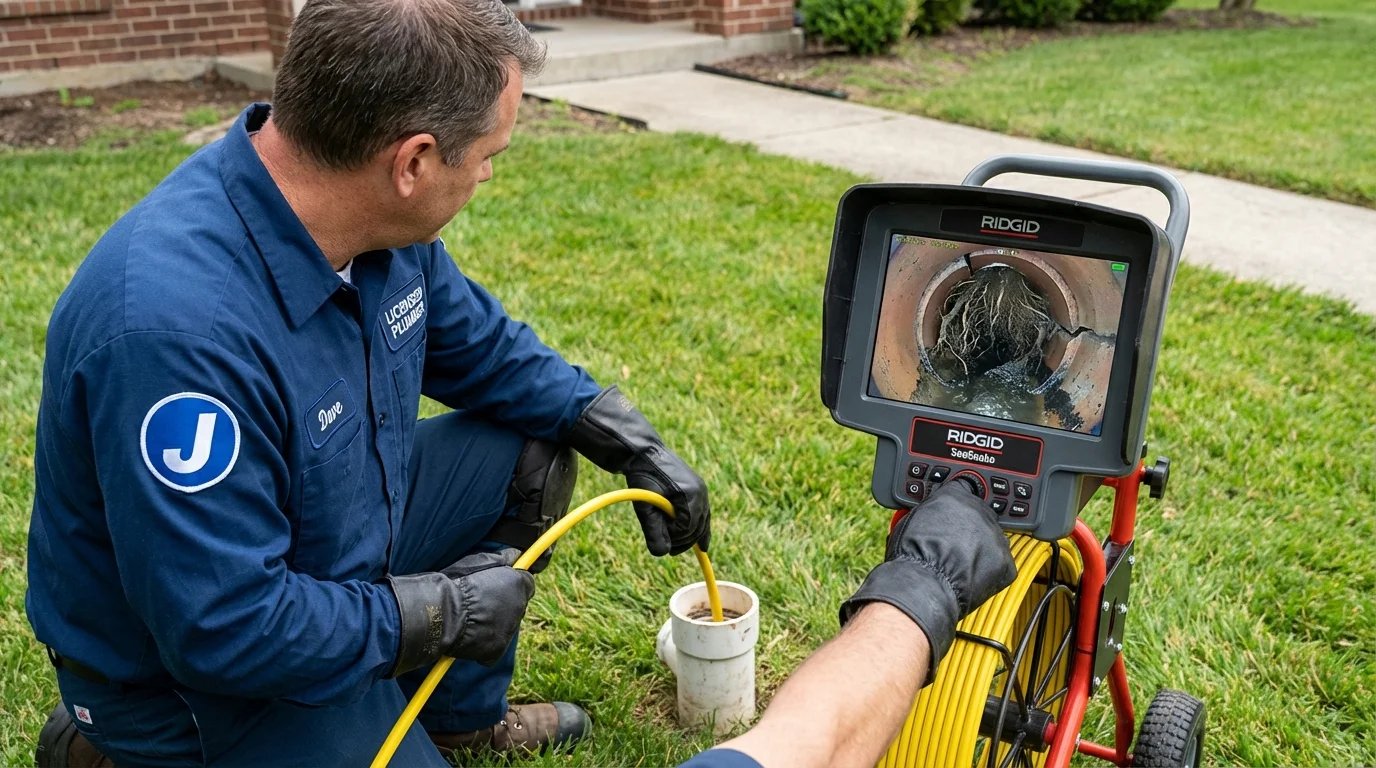 Sewer camera inspection being performed by Johns Plumbing LLC in Colwich